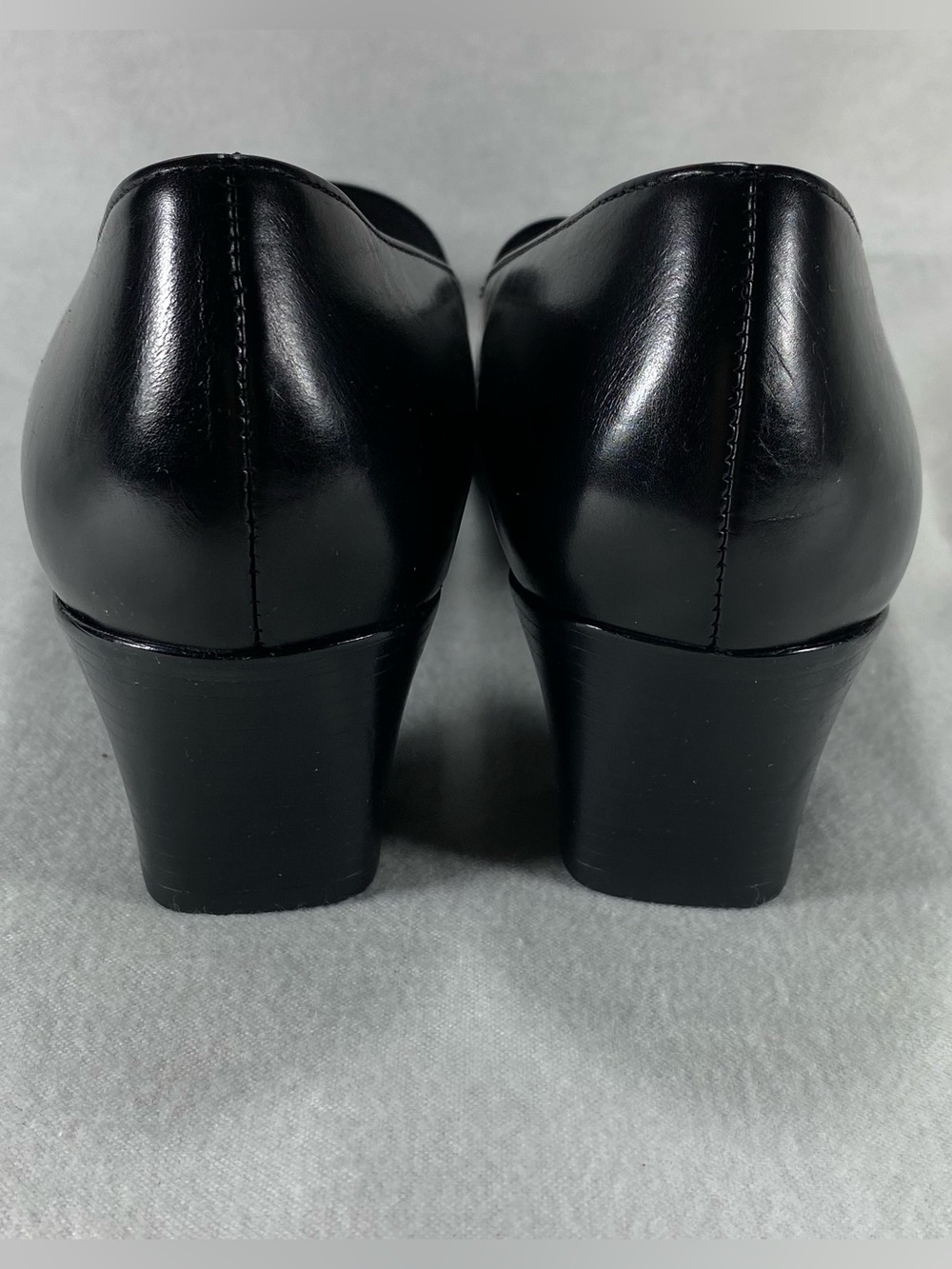Munro Danielle Black Leather Elastic-Strap Block Heel Square Toe Size 8.5N - Picture 3 of 14